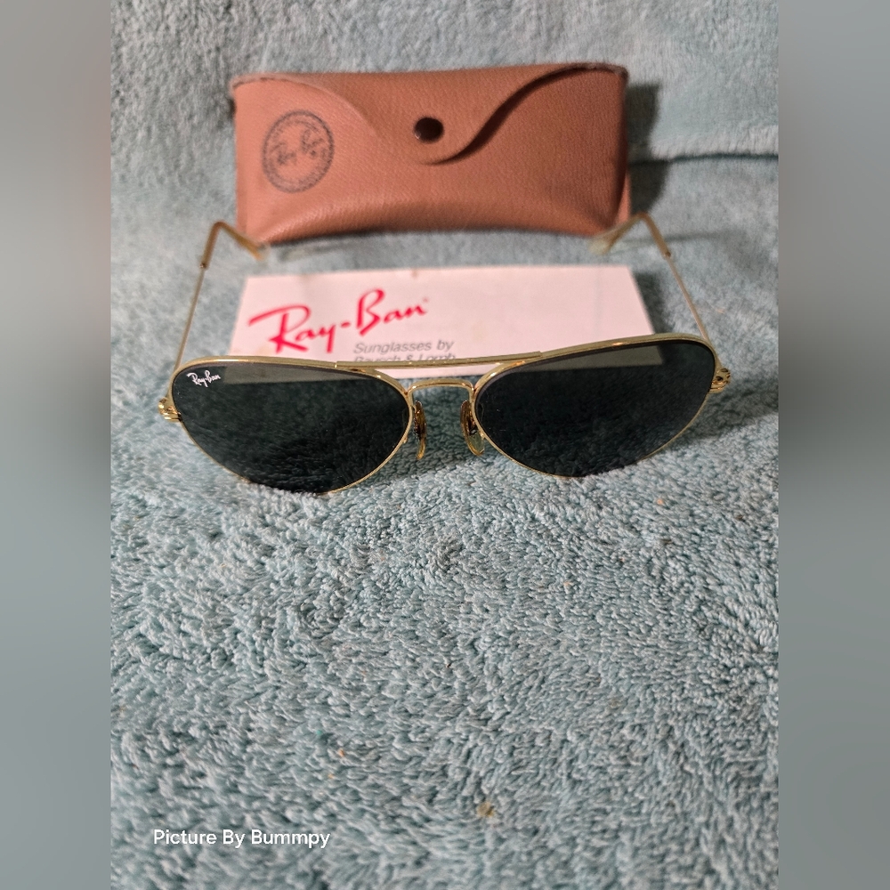 Vintage Bausch and Lomb Ray Ban Gold Aviator Sunglasses Early 1990's